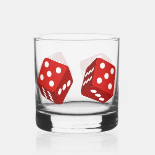 Vaso De Whiskey Jugador de Craps de Casino con Dados Rojos