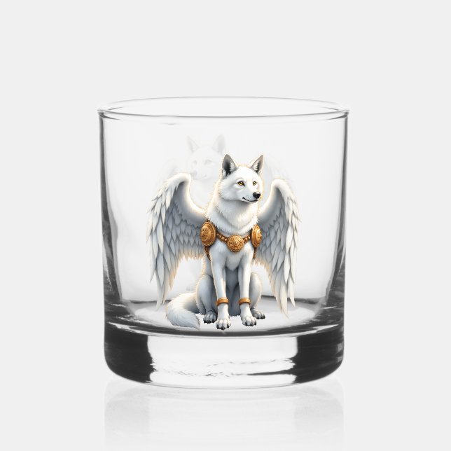 Vaso De Whiskey Keeper of the Dawn – The White Winged Wolf.  (Anverso)
