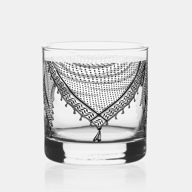 Vaso De Whiskey Keffiyeh palestino Scarf tejido tradicional (Anverso)