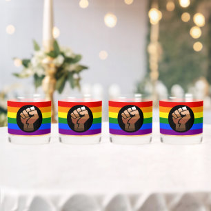 Vaso De Whiskey La bandera de color de gente queer de SlipperyJoe'