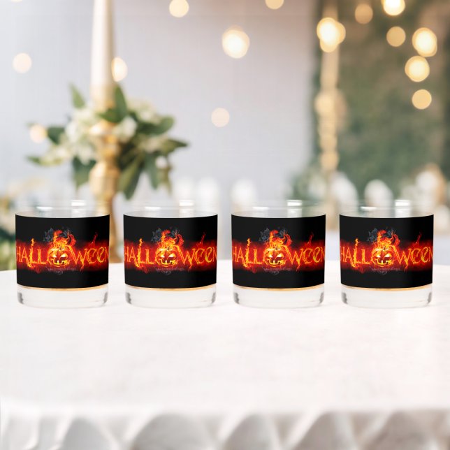 Vaso De Whiskey La calabaza de Halloween resplandeciente de Slippe (Insitu (Boda))