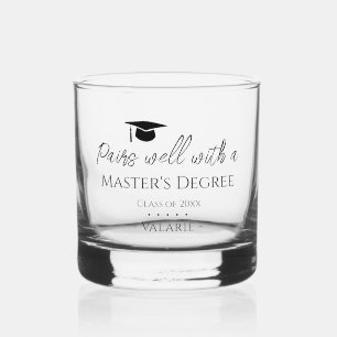 Vaso De Whiskey La graduación empareja bien Master's Whiskey Glass