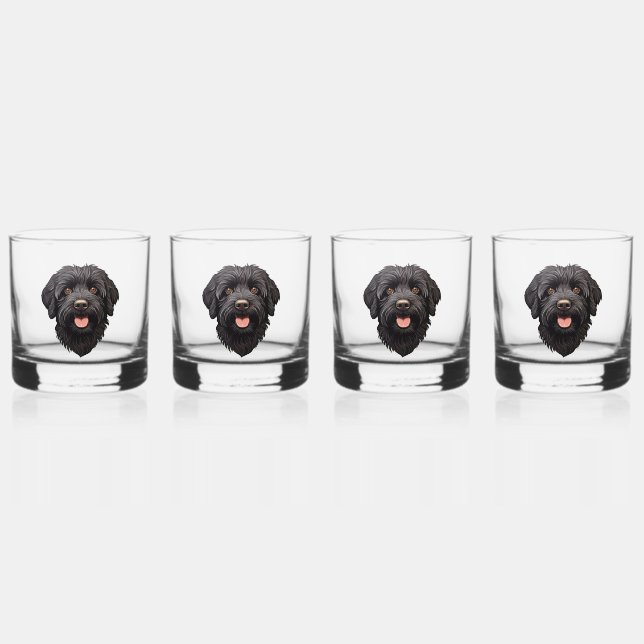 Vaso De Whiskey Labradoodle Perro Negro (Anverso)