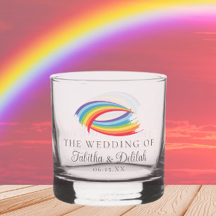 Vaso De Whiskey Las olas de arcoiris son una hermosa boda personal