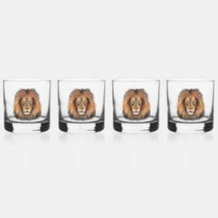 Vaso De Whiskey león acuarela Leo rey safari animal selva gato