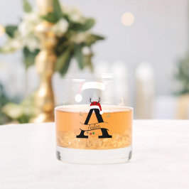 Vaso De Whiskey Letra Inicial A de Navidad – Diseño Festivo de Vac