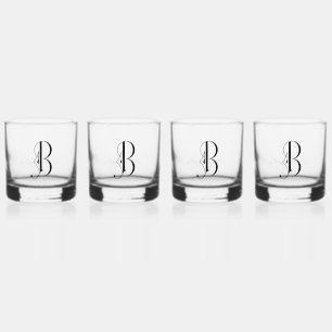 Vaso De Whiskey Letra monogramada elegante decorativa B