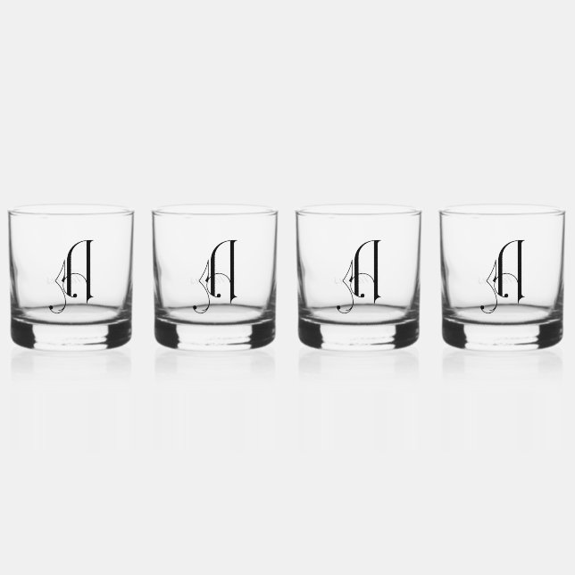 Vaso De Whiskey Letra monogramada elegante decorativa B (Anverso)