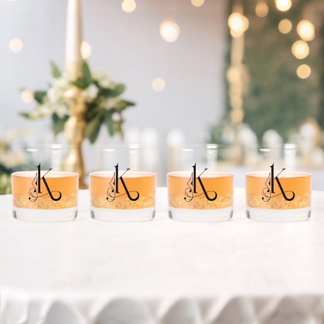Vaso De Whiskey Letra monogramada elegante decorativa L (Insitu (Boda))