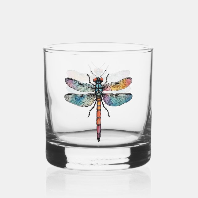Vaso De Whiskey Libélula Colorida (Anverso)
