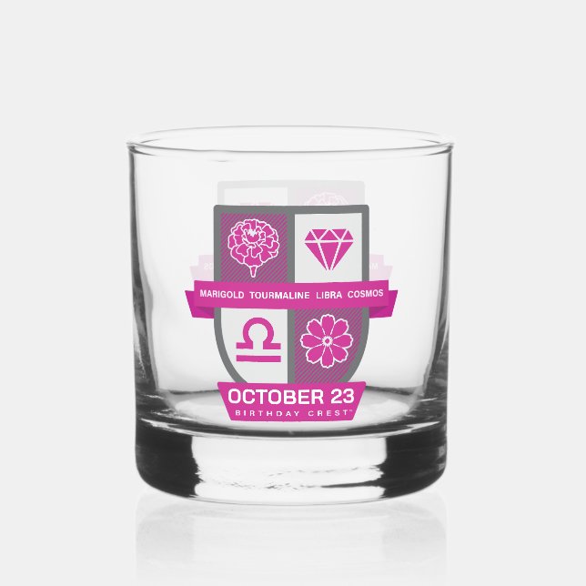 Vaso De Whiskey Libra Birthday Crest™ para el 1-23 de octubre (Anverso)
