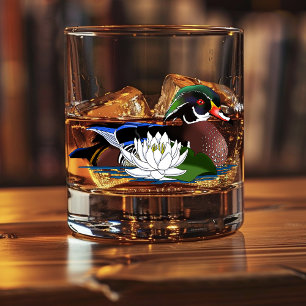 Vaso De Whiskey Lirio de agua de pato de madera