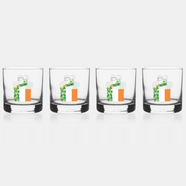 Vaso De Whiskey Llenando la bandera de Irlanda (Anverso)