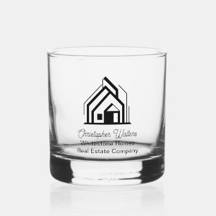 Vaso De Whiskey Logotipo de Agente Inmobiliario Personalizado para