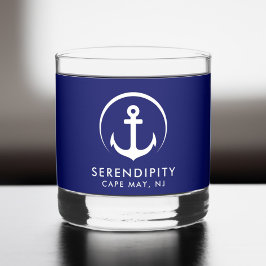 Vaso De Whiskey Logotipo de barco de anclaje moderno Navy azul