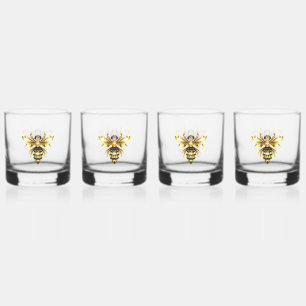 Vaso De Whiskey Logotipo de Relieve metalizado dorado falso poligo
