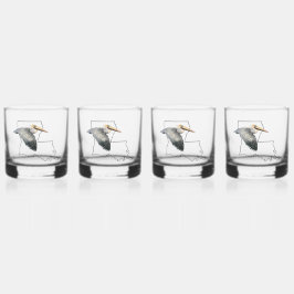 Vaso De Whiskey Louisiana Pelican Whiskey Glass - 4 set