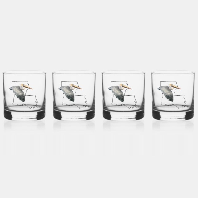 Vaso De Whiskey Louisiana Pelican Whiskey Glass - 4 set (Anverso)