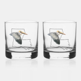 Vaso De Whiskey Louisiana Pelican Whiskey Glass - set