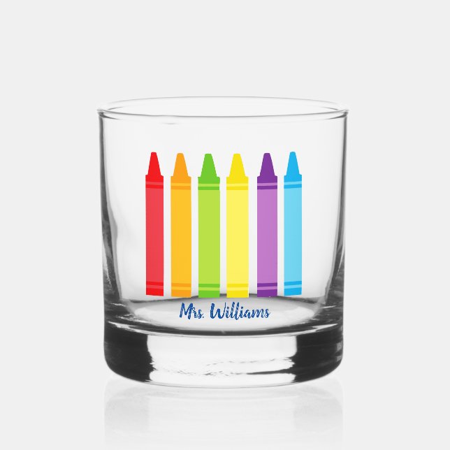 Vaso De Whiskey Maestra Cute Crayon Elemental Personalizada (Anverso)