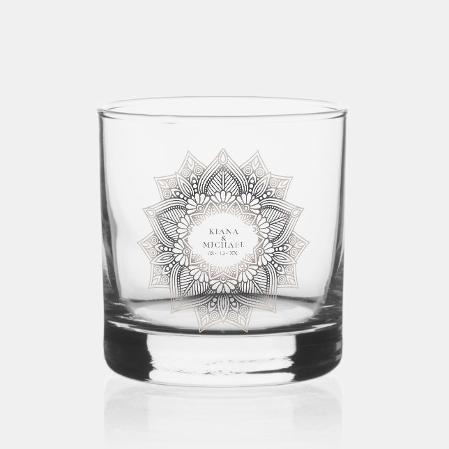 Vaso De Whiskey Mandala Lace Boda Neutrales ID478 (Anverso)
