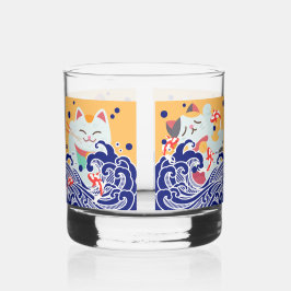 Vaso De Whiskey MANEKI NEKO afortunado gato Rocks Glass