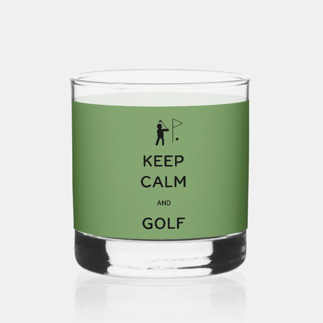 Vaso De Whiskey Mantener la calma y el golf (Anverso)