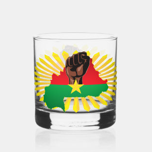 Vaso De Whiskey Mapa de Burkina, bandera y puño de la revolución