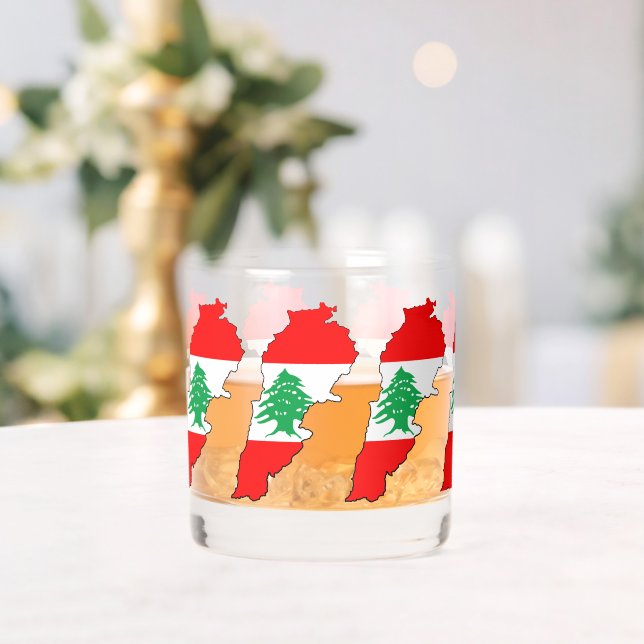 Vaso De Whiskey Mapa de Líbano con Bandera (Insitu (Boda))