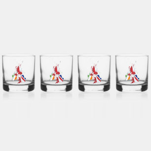 VASO DE WHISKEY MAPA Y BANDERAS DE LAS ISLAS BRITÁNICAS