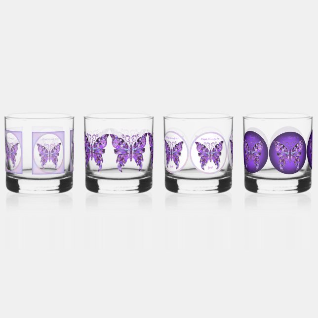 Vaso De Whiskey Mariposa morada 31 (Anverso)