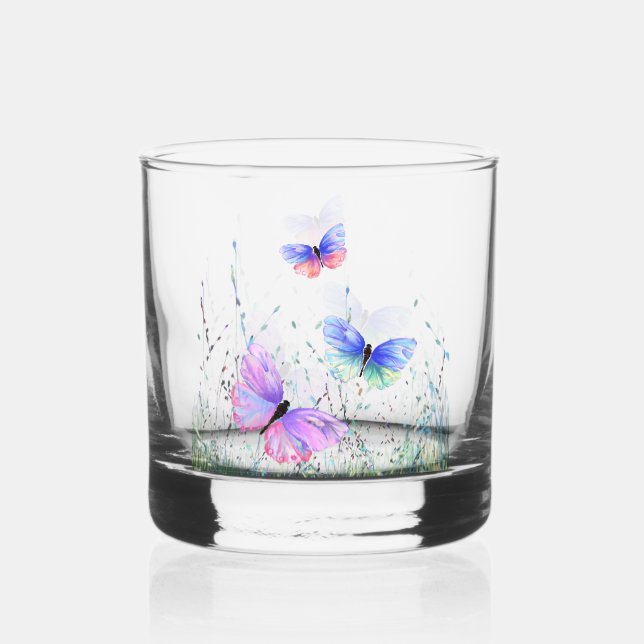 Vaso De Whiskey Mariposas voladoras (Anverso)