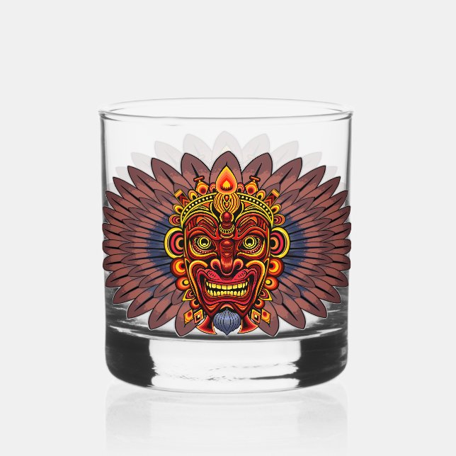 Vaso De Whiskey Máscara ritual del rey guerrero tribal (Anverso)