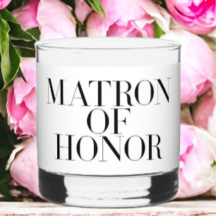Vaso De Whiskey Matrón de honor negro moderno elegante personaliza