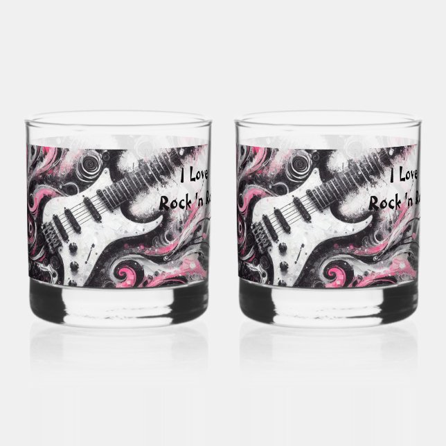 Vaso De Whiskey Me encanta la pintura de guitarra eléctrica Rock N (Anverso)