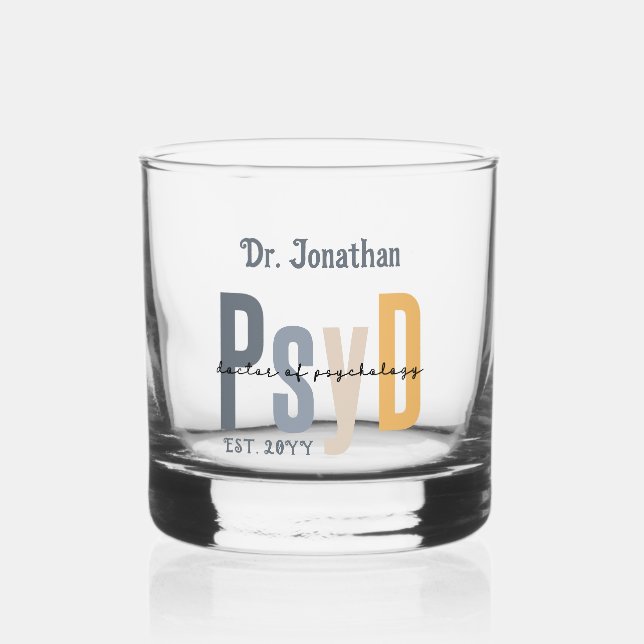 Vaso De Whiskey Médica de PsyD personalizado de graduación de Psic (Anverso)