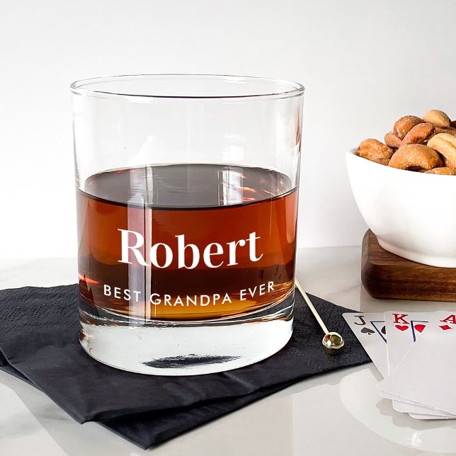 Vaso De Whiskey Mejor Abuelo Personalizado Monogramado (Subido por el creador)