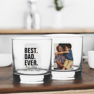 Vaso De Whiskey Mejor Papá del Mundo Foto y texto personalizados