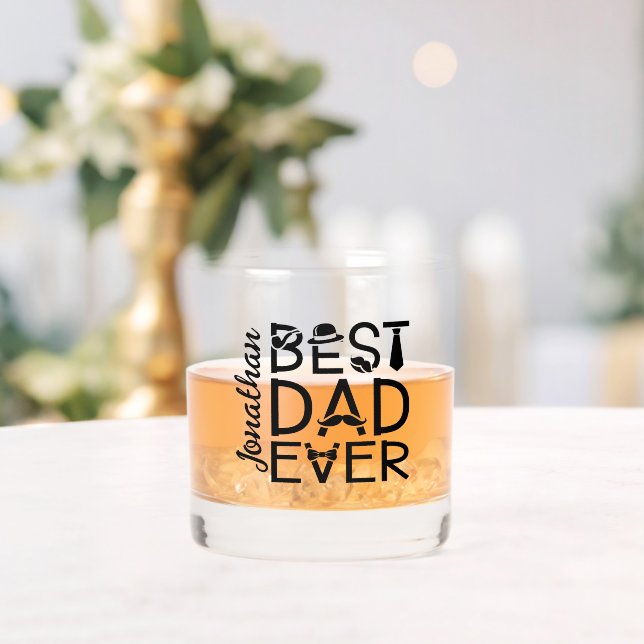 Vaso De Whiskey Mejor tipografía de papá nunca (Insitu (Boda))