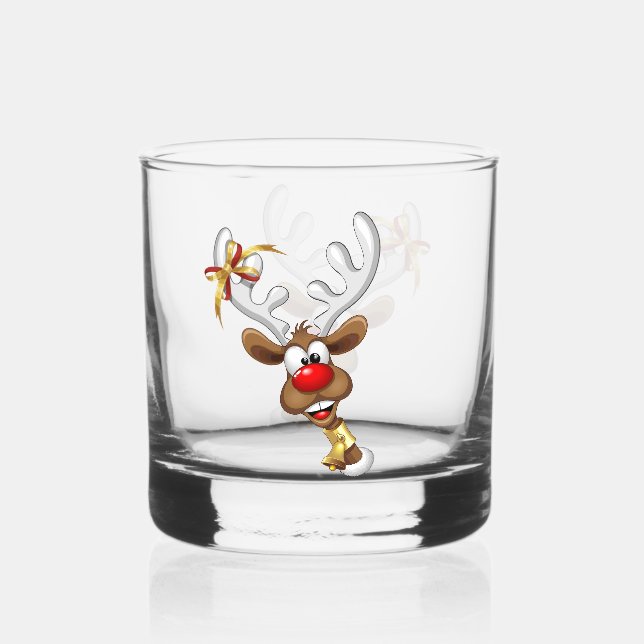 Vaso De Whiskey Meme Divertido de Navidad de Reno Mirando (Anverso)