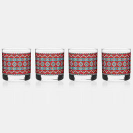 Vaso De Whiskey Mesas del Suroeste Turquesa y Rojo