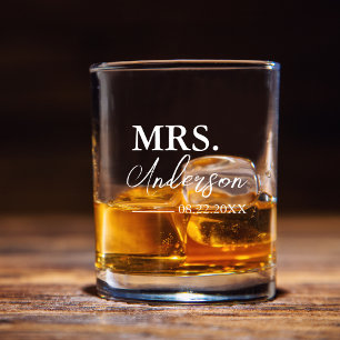 Vaso De Whiskey Mínimo Guión Matrimonio personalizado Vidrio de Wh