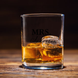 Vaso De Whiskey Mínimo Guión Matrimonio personalizado Vidrio de Wh