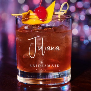 Vaso De Whiskey Moda de la dama de honor Monograma de escritura bl