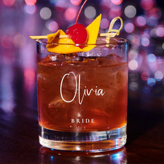 Vaso De Whiskey Moda de novia Script Monograma Boda (Subido por el creador)
