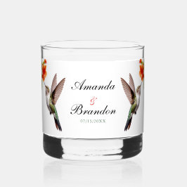 Vaso De Whiskey Moda Hummingbird y Naranja Boda de flores