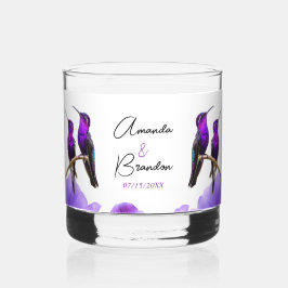 Vaso De Whiskey Moda Morado Hummingbirds y Petales Boda