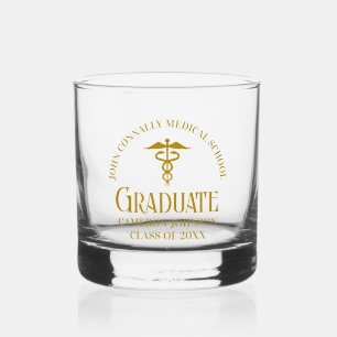 Vaso De Whiskey Moda Oro Licenciado en Medicina Personalizado