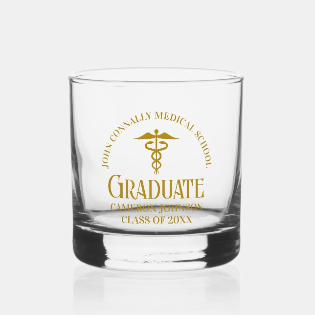 Vaso De Whiskey Moda Oro Licenciado en Medicina Personalizado (Anverso)