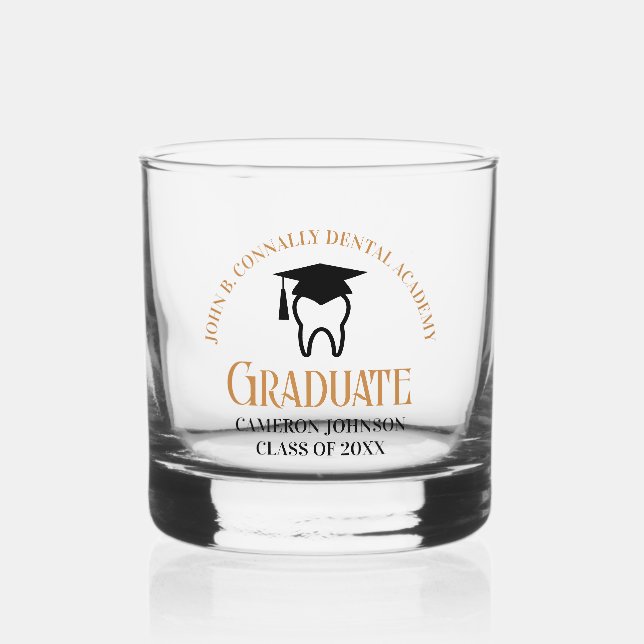 Vaso De Whiskey Moda Personalizado de la escuela dental Graduación (Anverso)
